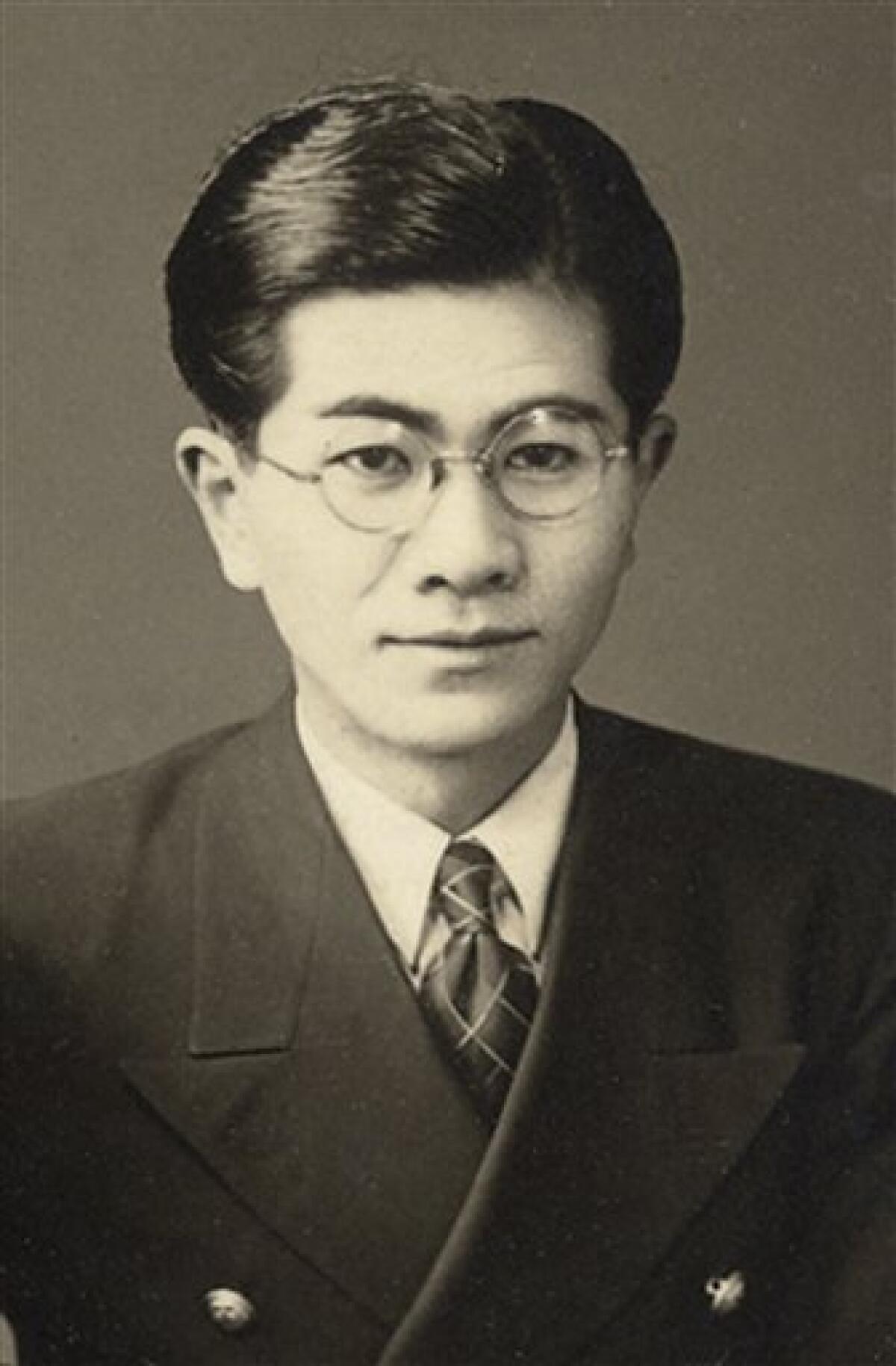 This undated photo kept in a diary owned by Tatsuo Osako of the Japan Tourist Bureau and released on July 26, 2010 by Akira Kitade, shows Osako. This photo was in the diary with seven photos given to him by people whom Osako helped escape from Europe in the early days of World War II. The recently discovered group of prints throws more light on a subplot of the Holocaust: the small army of Japanese bureaucrats who helped shepherd thousands of Jews to safety. (AP Photo/Tatsuo Osako) EDITORIAL USE ONLY
