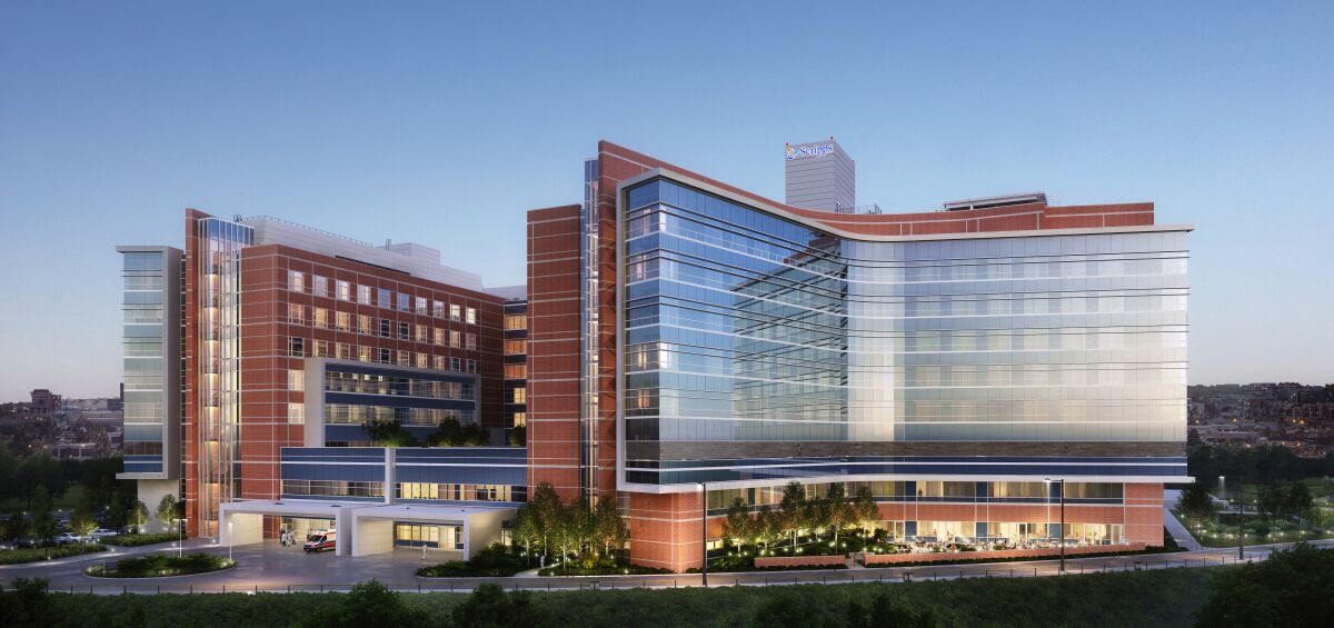 A rendering depicts the new second medical tower now under construction at Scripps Memorial Hospital La Jolla.