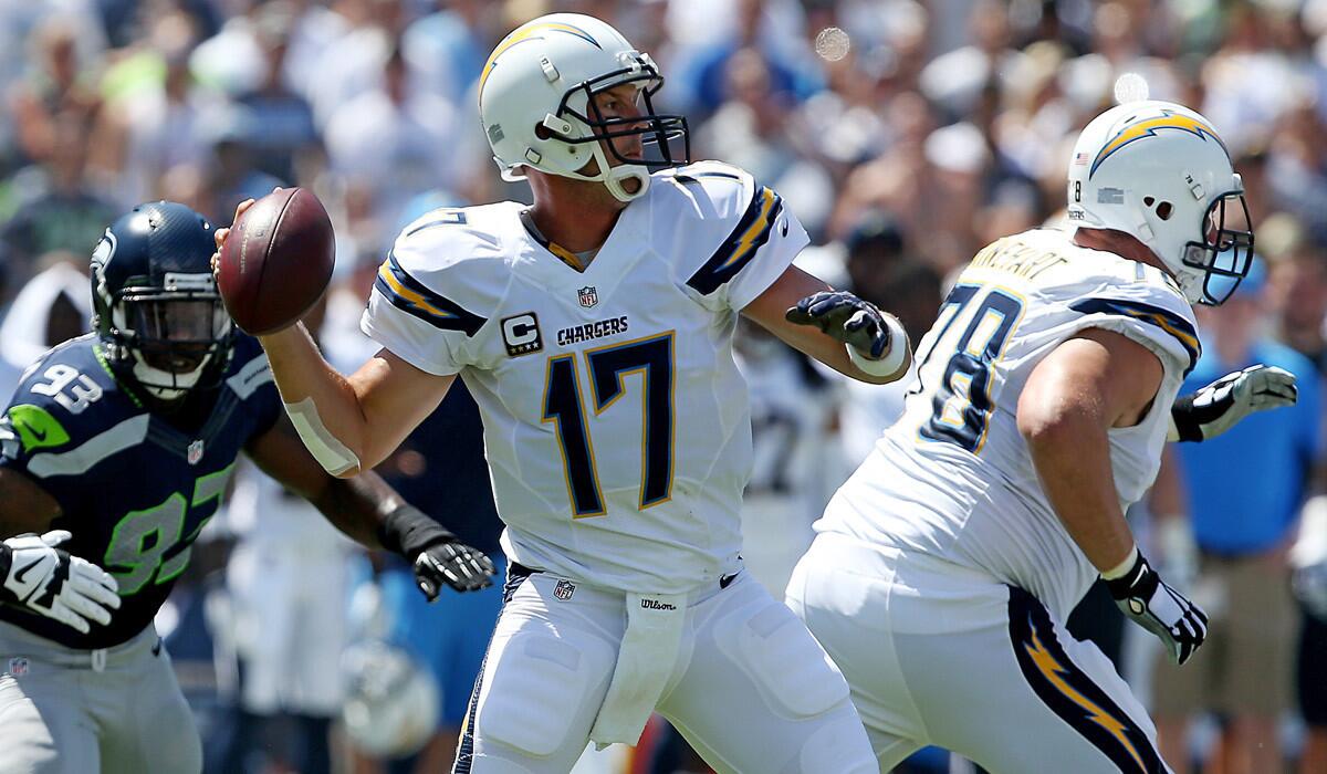 Quarterback Philip Rivers led the Chargers to a victory over the Seahawks last week. Can he lead them to a win at 2-0 Buffalo on Sunday?