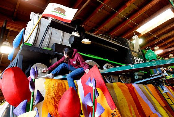 Tournament of Roses float preparation