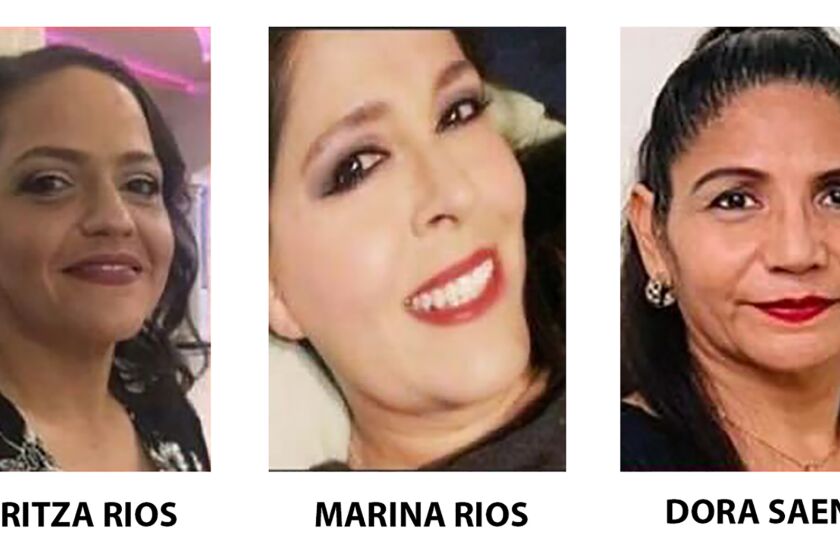 En estas fotografías sin fecha proporcionadas por el Departamento de Policía de Peñitas, Texas, aparecen, de izquierda a derecha, Maritza Rios, de 47 años, Marina Rios, de 48, y Dora Saenz, de 53. (Cortesía del Departamento de Policía de Peñitas vía AP)