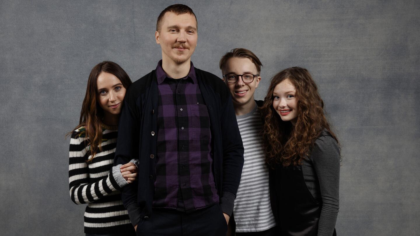 Writer Zoe Kazan, from left, writer-director Paul Dano and actors Ed Oxenbould and Zoe Colletti, from the film "Wildlife," photographed in the L.A. Times studio in Park City, Utah. FULL COVERAGE: Sundance Film Festival 2018 »