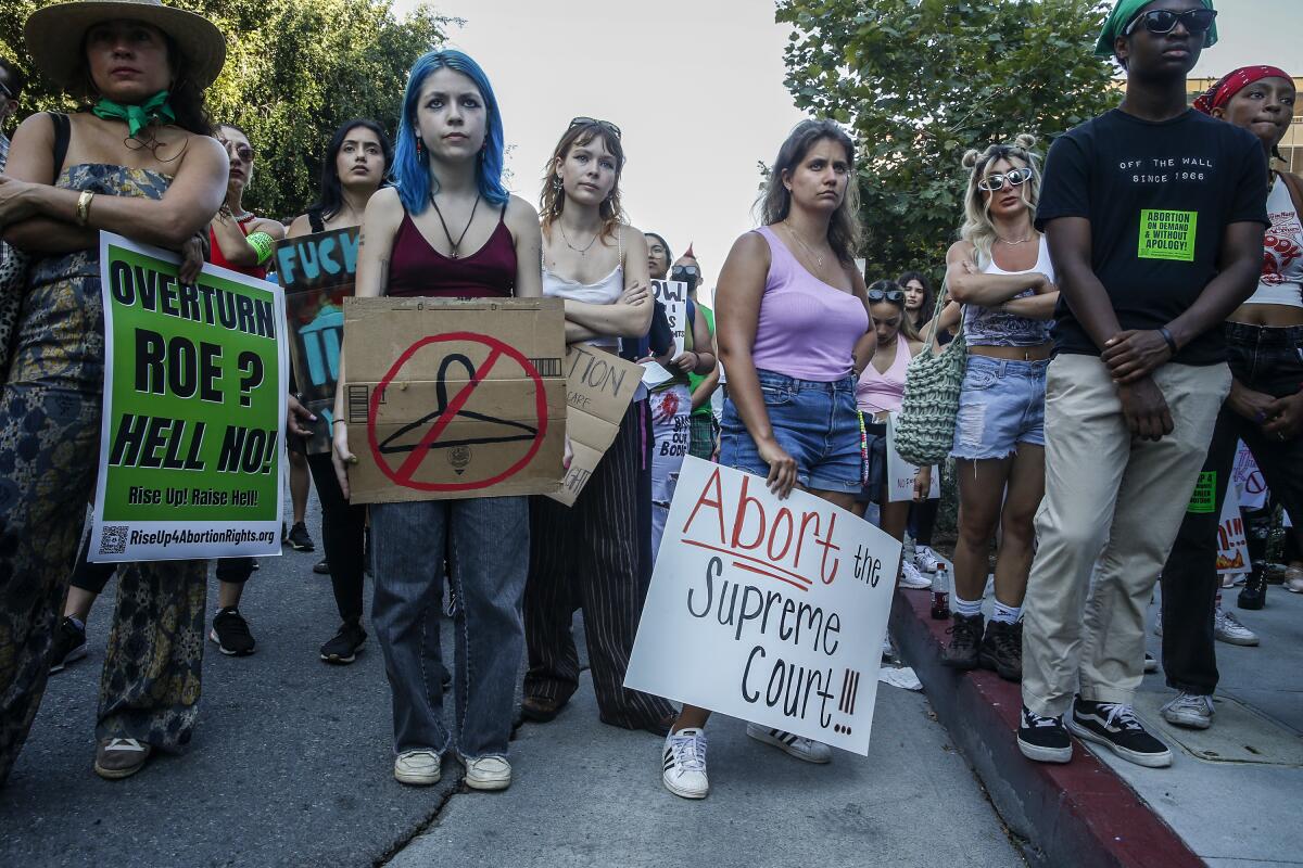 People at an abortion rights protest.