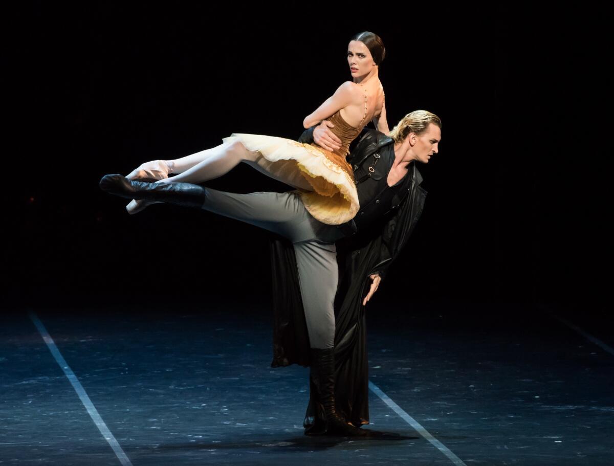 Maria Abashova as Ballerina, Sergey Volobuev as Commissar at Segerstrom. (Doug Gifford)