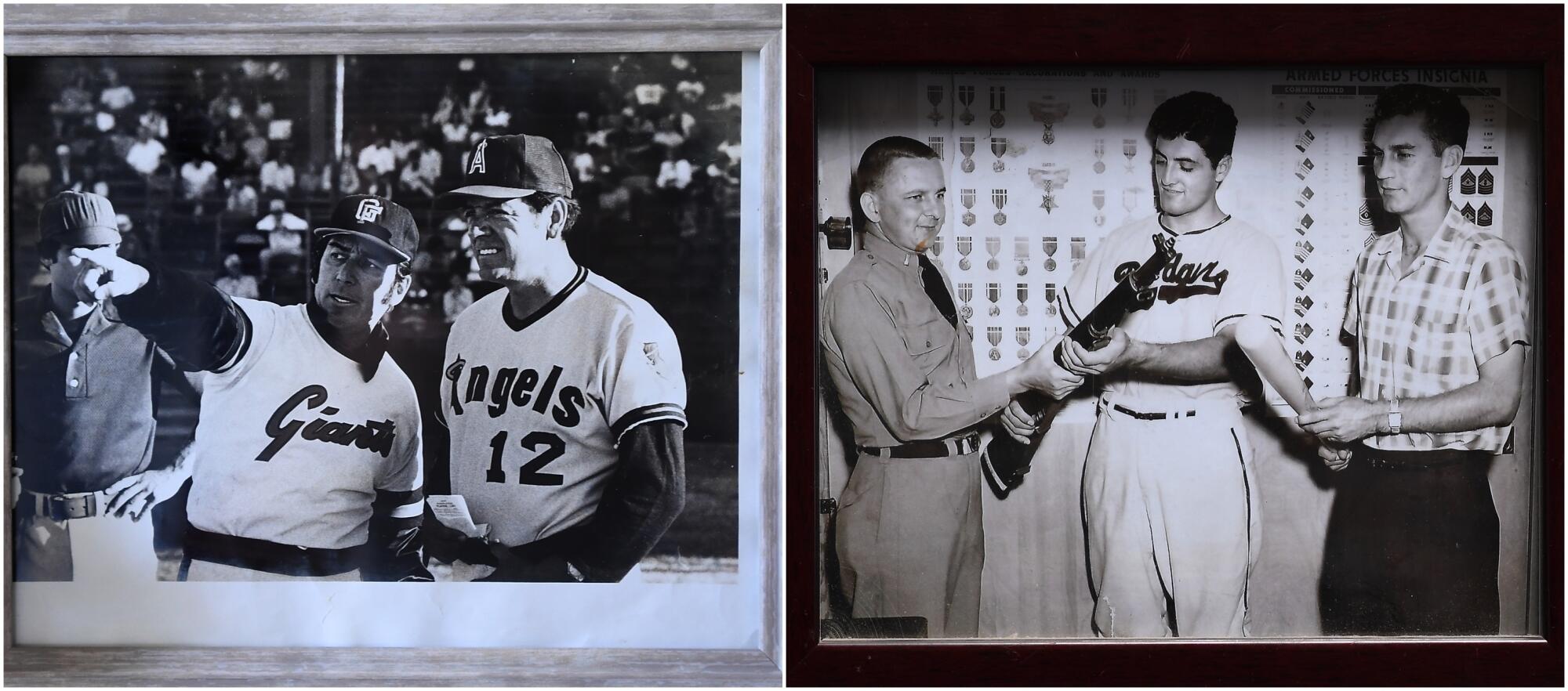 Left, Ernie Rodriguez, and his brother Reuben before a game.