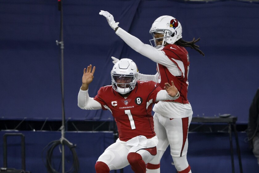 Arizona Cardinals' Kyler Murray (1) and DeAndre Hopkins