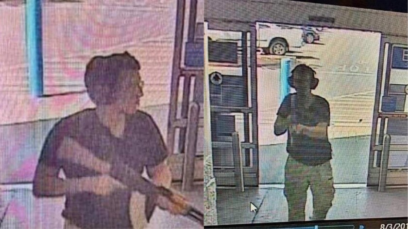 This CCTV image obtained by KTSM 9 news channel in El Paso shows a gunman, whom police identified as 21-year-old Patrick Crusius, as he enters the Cielo Vista Walmart store in El Paso on Saturday.