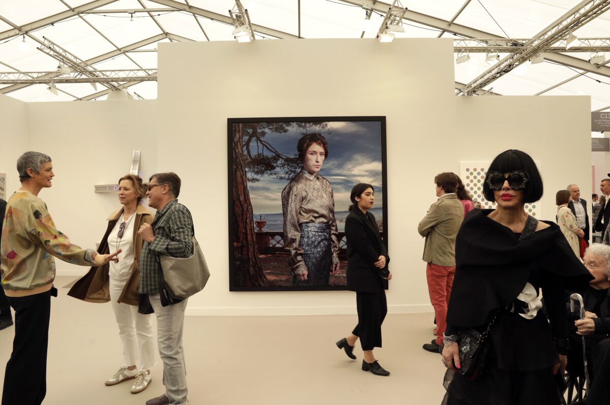 Inside the gallery tent of Frieze Los Angeles during the Thursday preview.