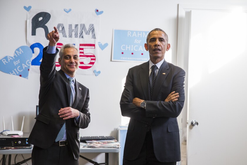 President Obama makes a campaign stop for Chicago Mayor Rahm Emanuel in Chicago on Thursday.