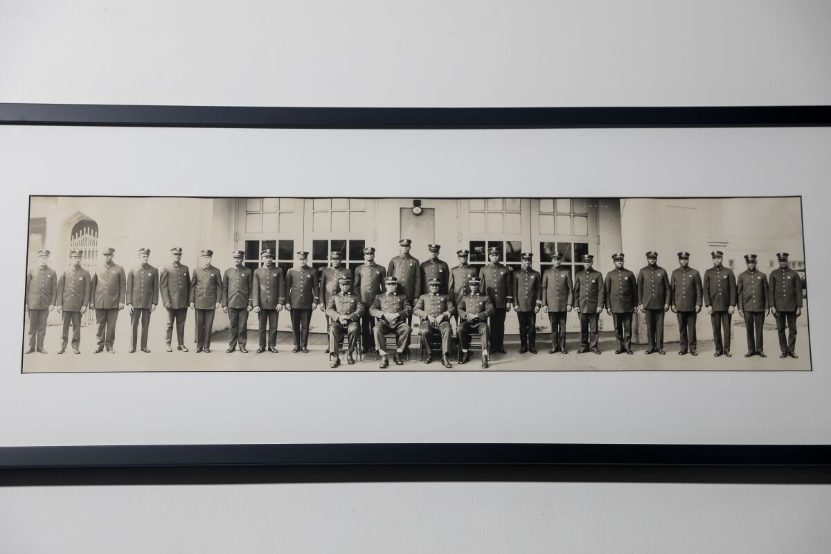 A photograph by Charles Z. Bailey of Black firemen at Los Angeles Engine Company No. 30.