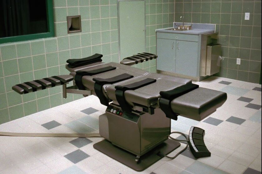 FILE - This March 22, 1995, photo, shows the interior of the execution chamber in the U.S. Penitentiary in Terre Haute, Ind. States and the federal government carried out 11 executions in 2021. That's the fewest since 1988. Pandemic-related disruptions partly accounted for the low number of executions this year, but 2021 marked the seventh consecutive year when there were fewer than 30 executions and fewer than 50 new death sentences. (AP Photo/Chuck Robinson, File)