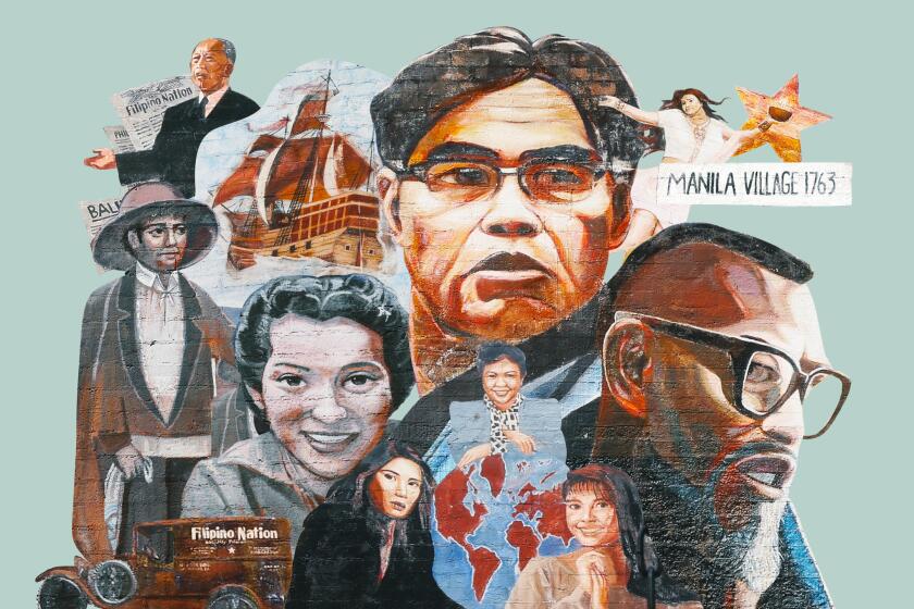 The mural, created by artist Eliseo Art Silva in 1995, represents the forgotten and erased history of Filipino Americans.