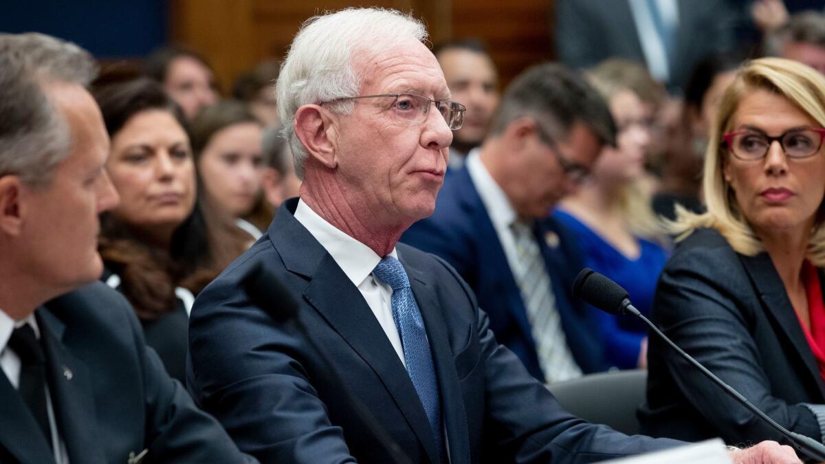 Retired airline pilot Chesley "Sully" Sullenberger appears June 19 before a U.S. House Transportation and Infrastructure Committee subcommittee hearing.