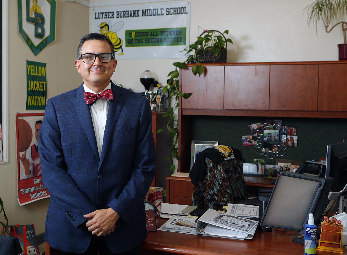Oscar Macias, principal at Luther Burbank Middle School, and his staff will be implementing a homeroom/advisory period to start each day, which will allow students to take part in social-emotional learning curriculum, sustained silent reading or academic intervention.