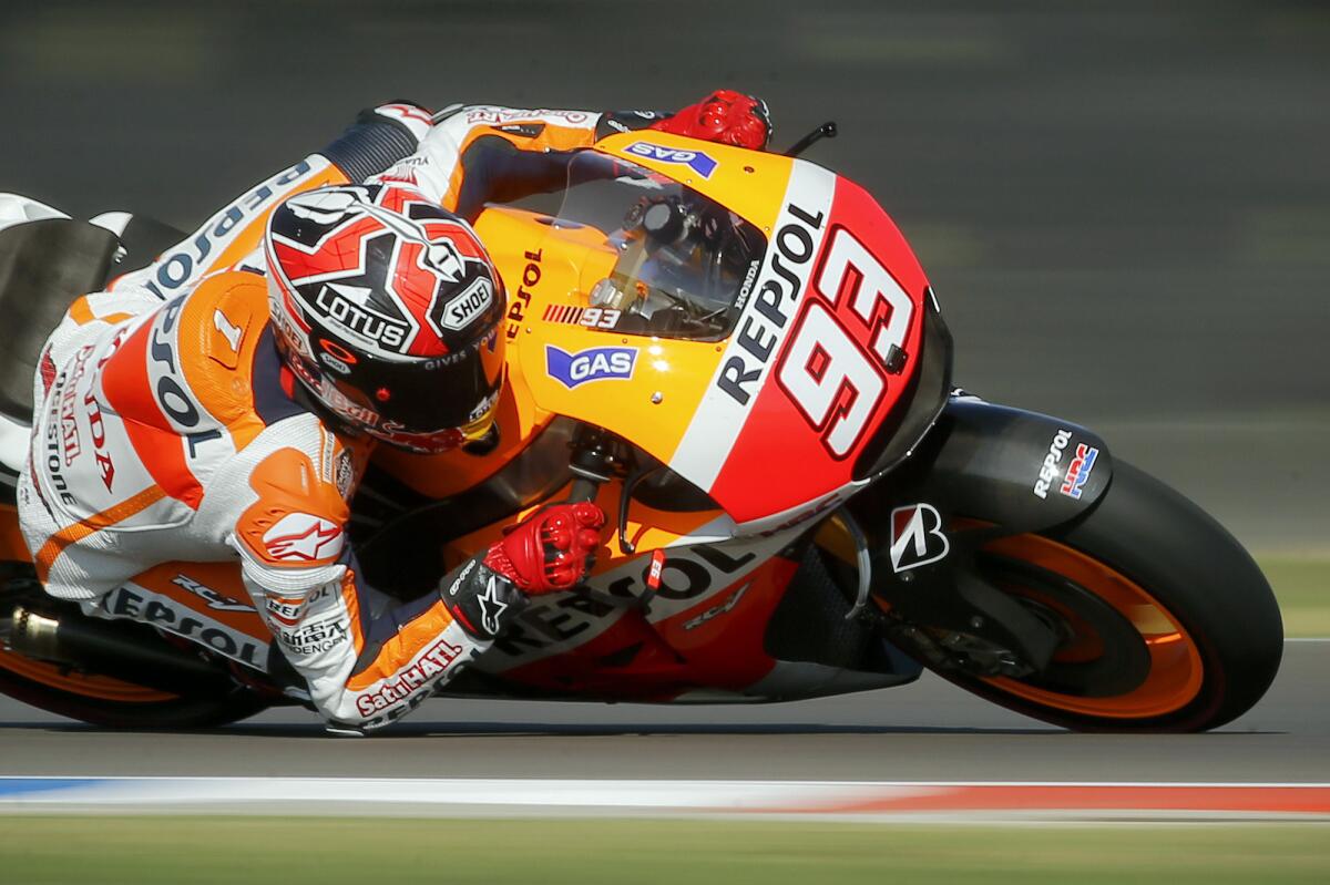 Wholesale sales of motorcycle tire. Here, MotoGP rider Marc Marquez burns some rubber during a practice session at the Termas de Rio Hondo circuit in Argentina.