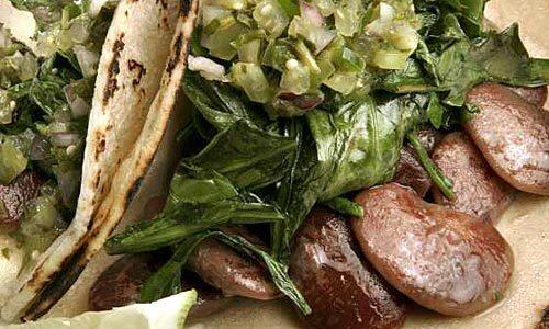 Lima beans and greens are a great, surprising twist in tacos. Recipe: Dandelion green and Christmas lima bean tacos