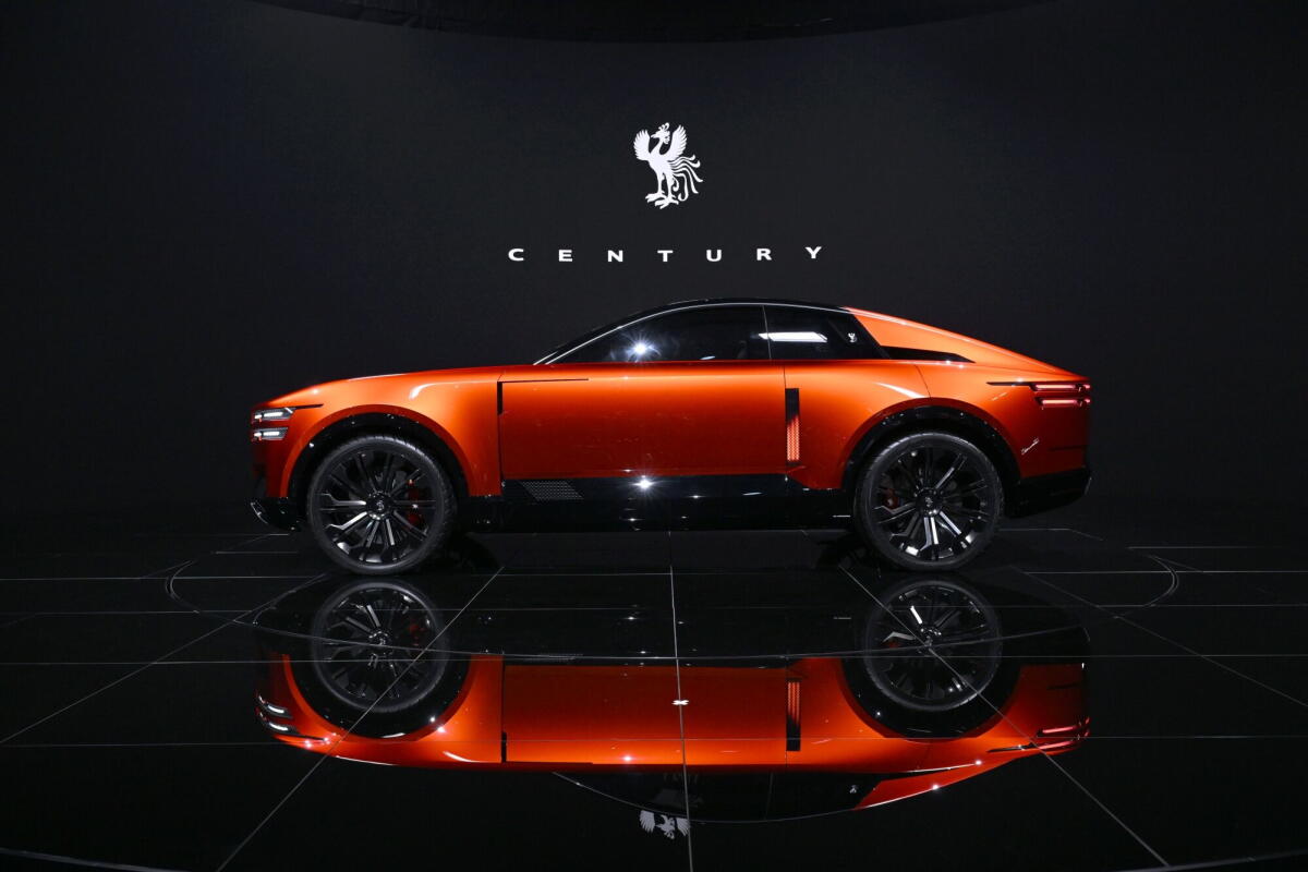 A Toyota Motor Corp. Century coupe concept displayed at the Japan Mobility Show in Tokyo in 2025.