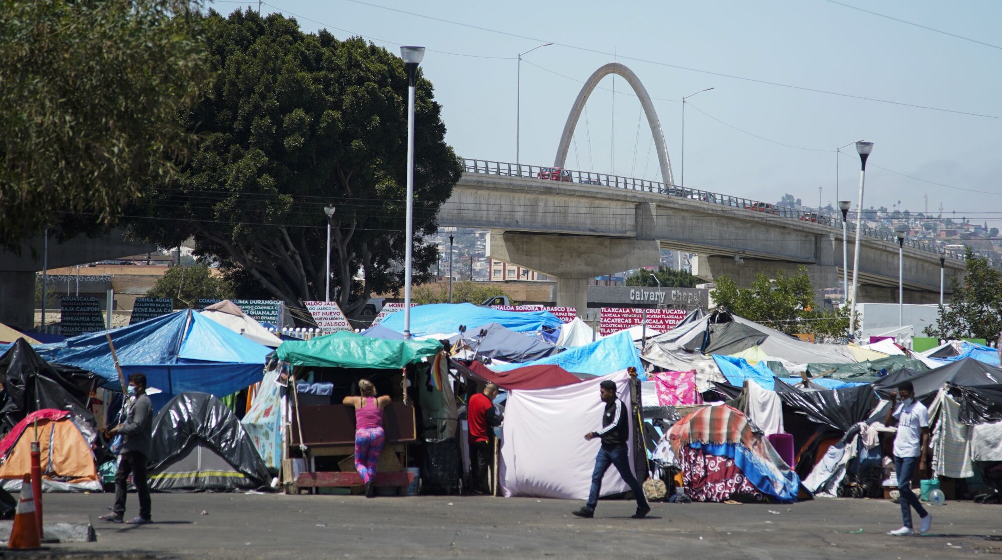 A camp of asylum seekers near the border