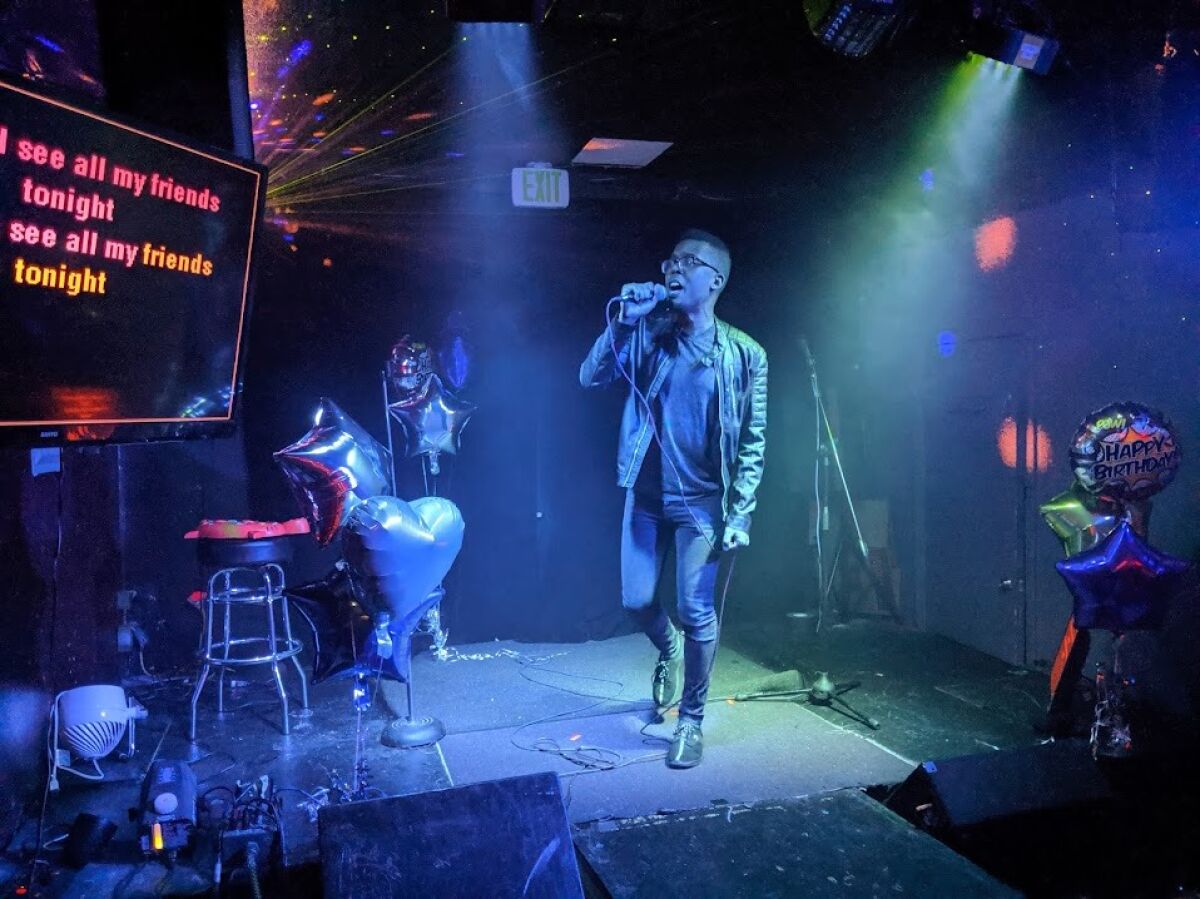 Singer Ed Joseph takes the stage at Pants Karaoke.