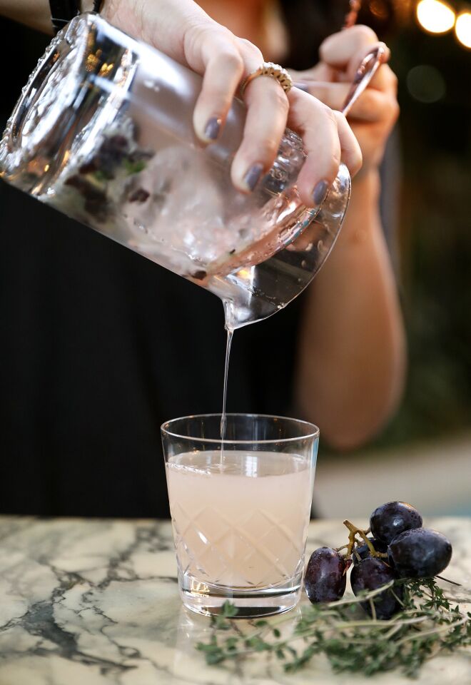 The Smash cocktail, with grapes, thyme and gin.