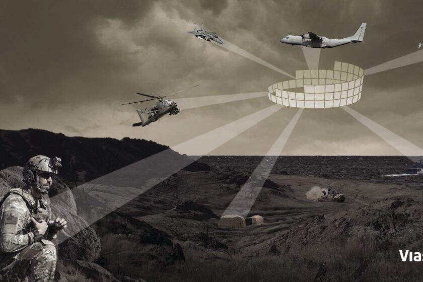 The above illustration highlights the Link 16 data communications system used by coalition armed forces for situational awareness.