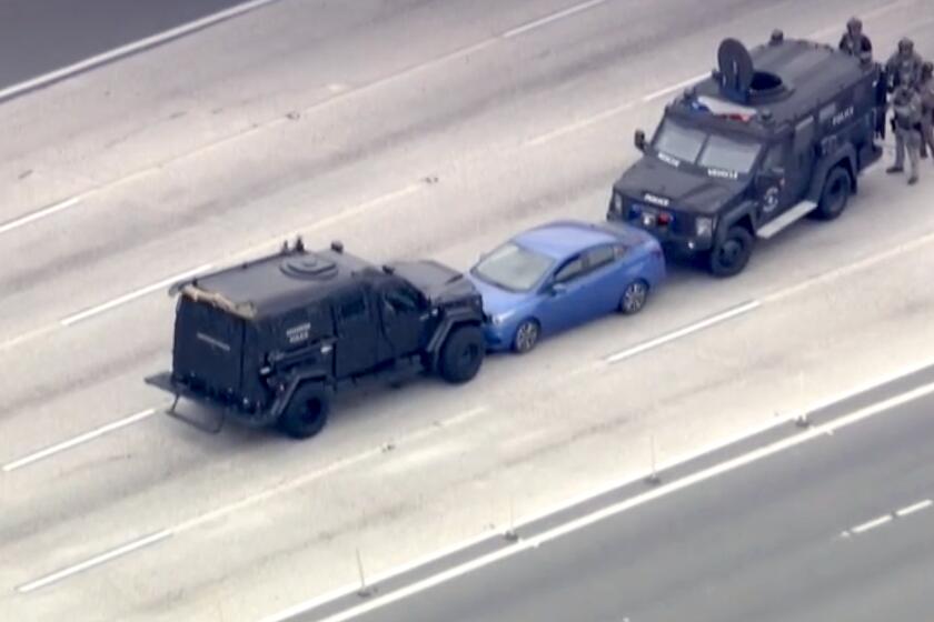 A police pursuit of an armed driver has ended on the westbound lanes of the 91.