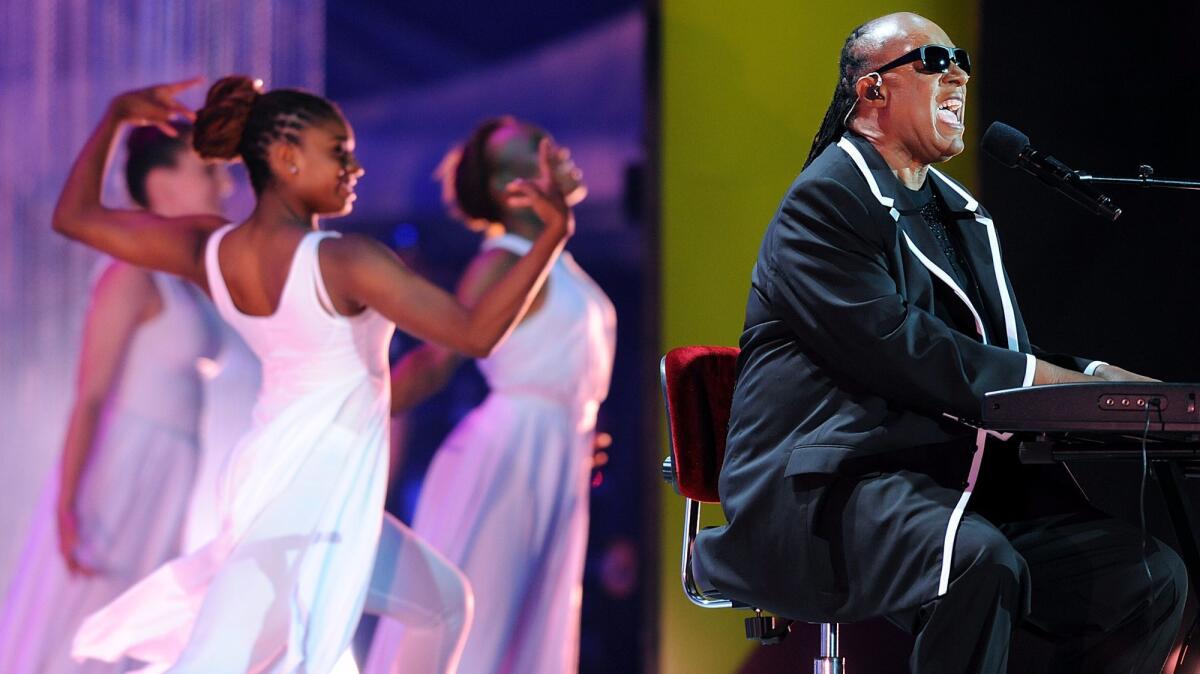 Stevie Wonder, shown during a Special Olympics performance in 2015, was featured on an all-star recording of "Lift Every Voice and Sing" that's going into the National Recording Registry.