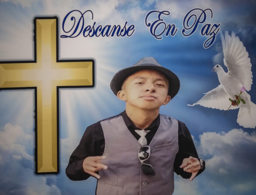 A commemorative poster of Margarito Lopez Jr., who was 22 years old.