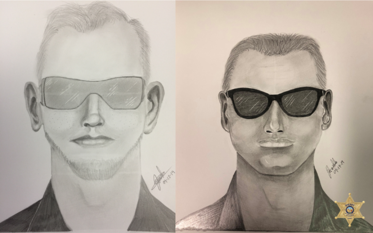 Sketches of a suspect in groping incidents in Orange County