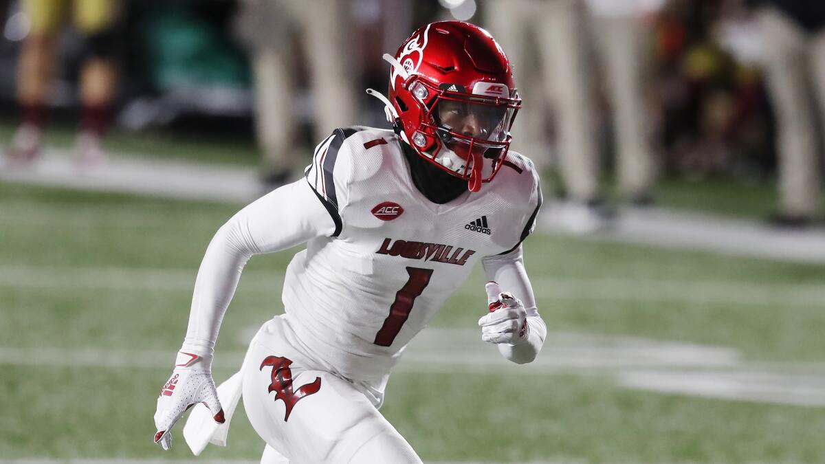 Louisville wide receiver Tutu Atwell runs upfield against Boston College last season.