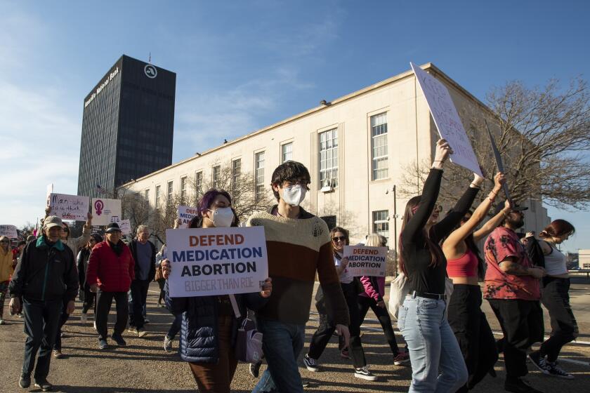 People march in  in Amarillo, Texas, on Feb. 11    to protest a lawsuit to ban the abortion drug mifepristone  