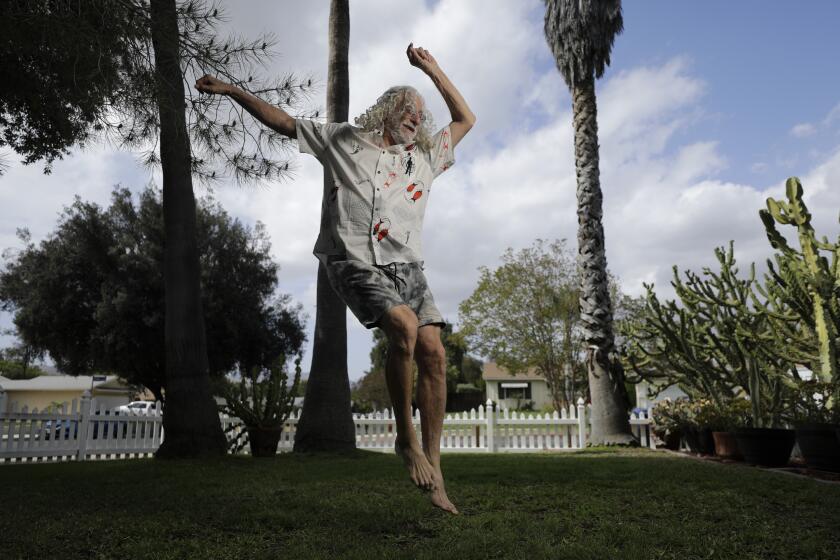 WOODLAND HILLS, CA - MAY 20: Howard Mordoh, 69, is a concert superfan attending nearly every Los Angeles concert and dancing his heart out. Photographed on Woodland Hills on Thursday, May 20, 2021 in Woodland Hills, CA. (Myung J. Chun / Los Angeles Times)