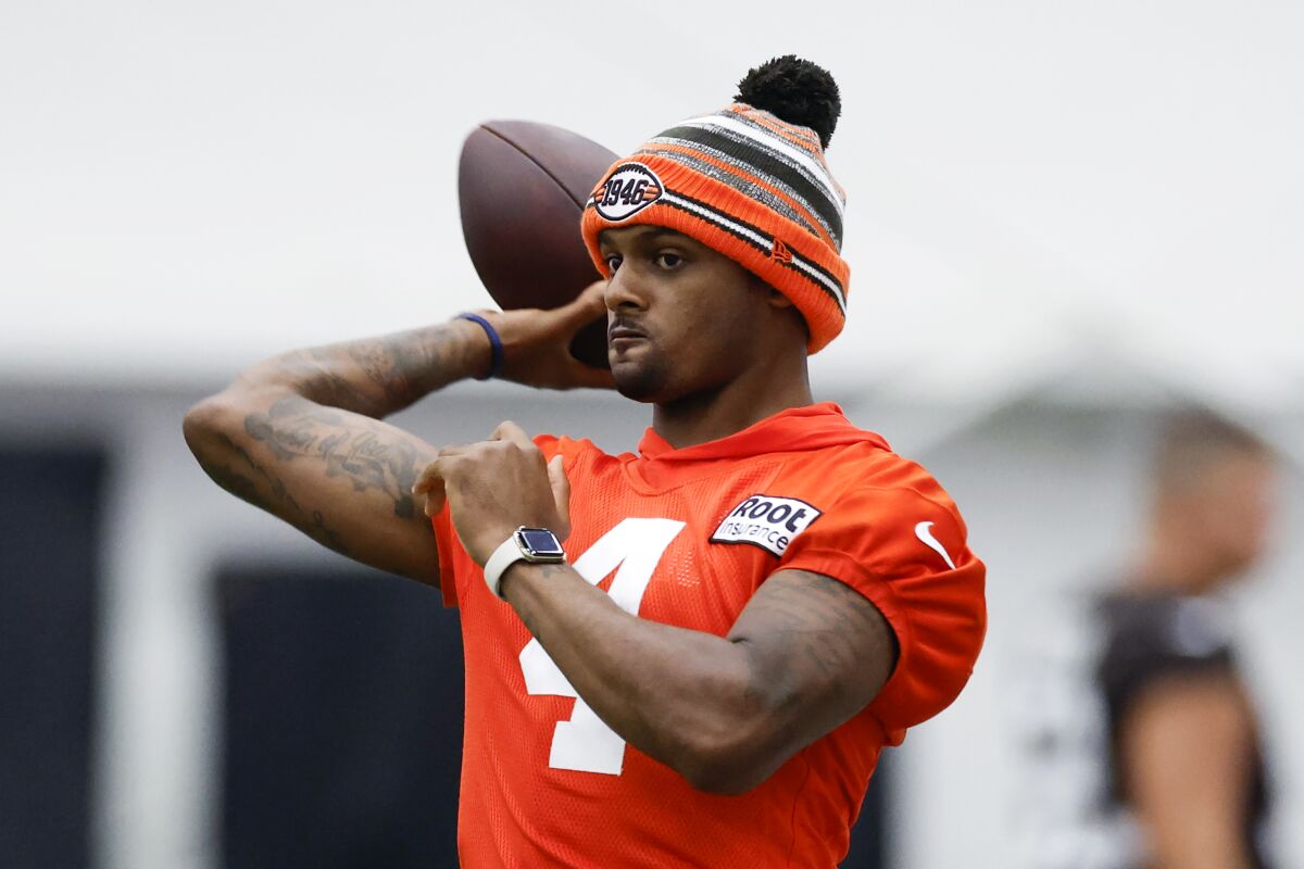 Waiting game: Watson, Browns open camp as NFL ruling looms - The San Diego  Union-Tribune