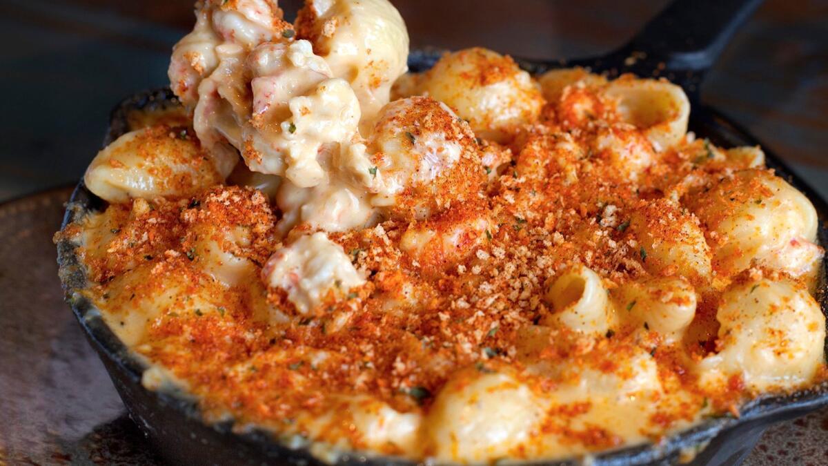 The Wharf's crawfish macaroni and cheese is a luxurious blend of gruyere, pasta shells and buttery crawfish tail meat. (Meg Strouse)