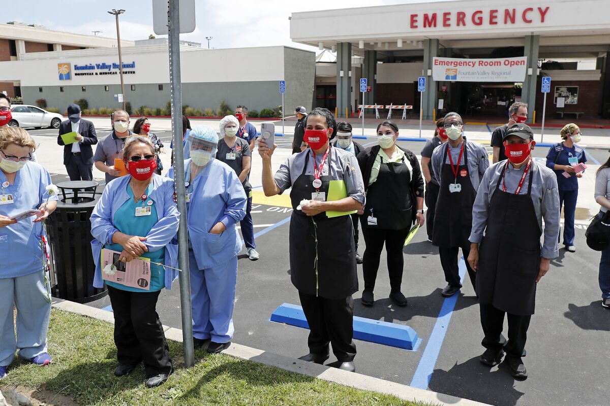 Hospital workers are dissatisfied with the safety protocols being implemented at Fountain Valley Regional Hospital.