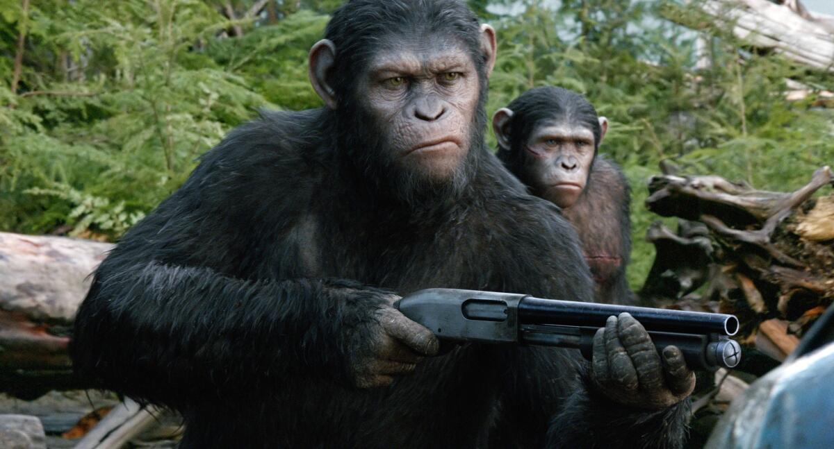 Andy Serkis as Caesar in a scene from the film "Dawn of the Planet of the Apes."