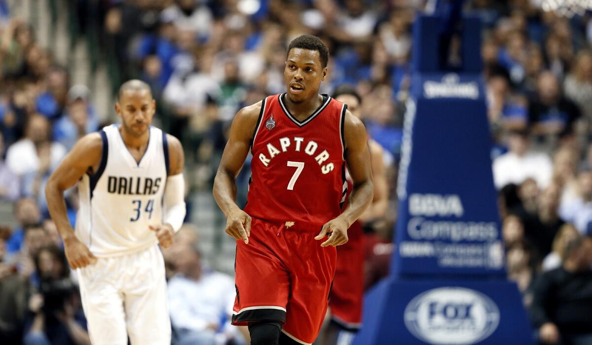 The Toronto Raptors' Kyle Lowry runs up court against the Dallas Mavericks on Nov. 3.