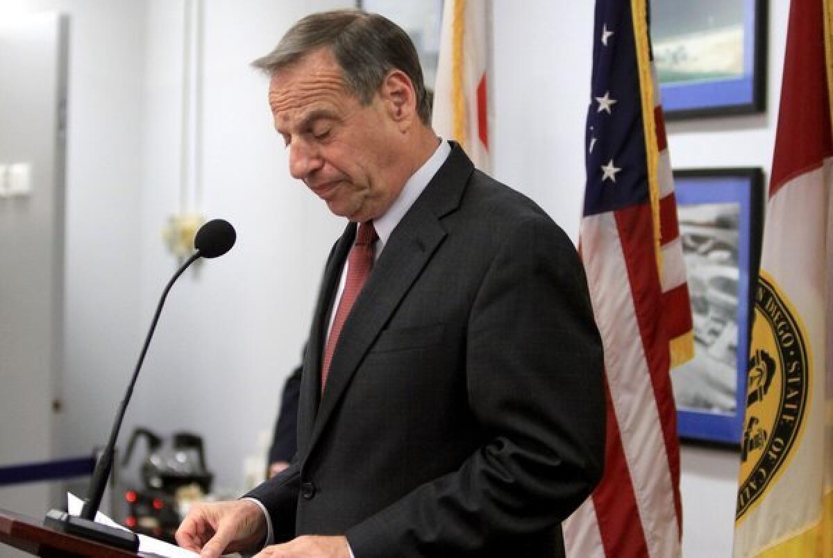 San Diego Mayor Bob Filner speaks at a news conference in July announcing his intention to seek professional help for sexual harassment issues. Filner has agreed to resign in the wake of allegations that he made unwanted sexual advances toward several women.