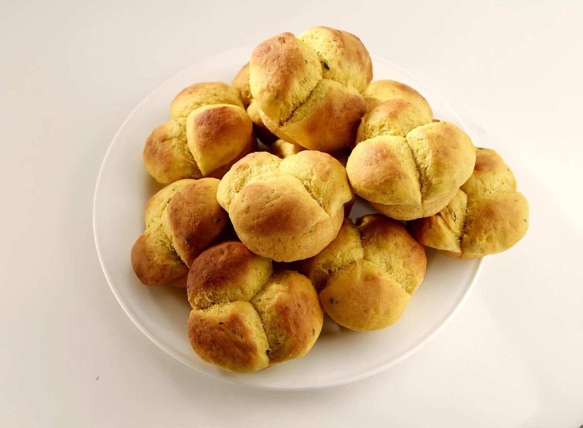 Slow-rising pumpkin-thyme dinner rolls.