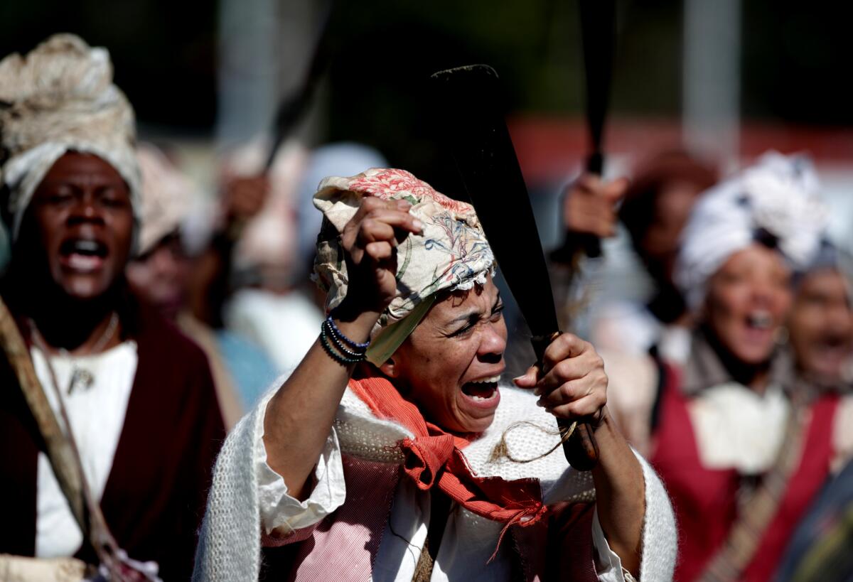 The reenactment of the 1811 slave rebellion covered a 20-mile route.