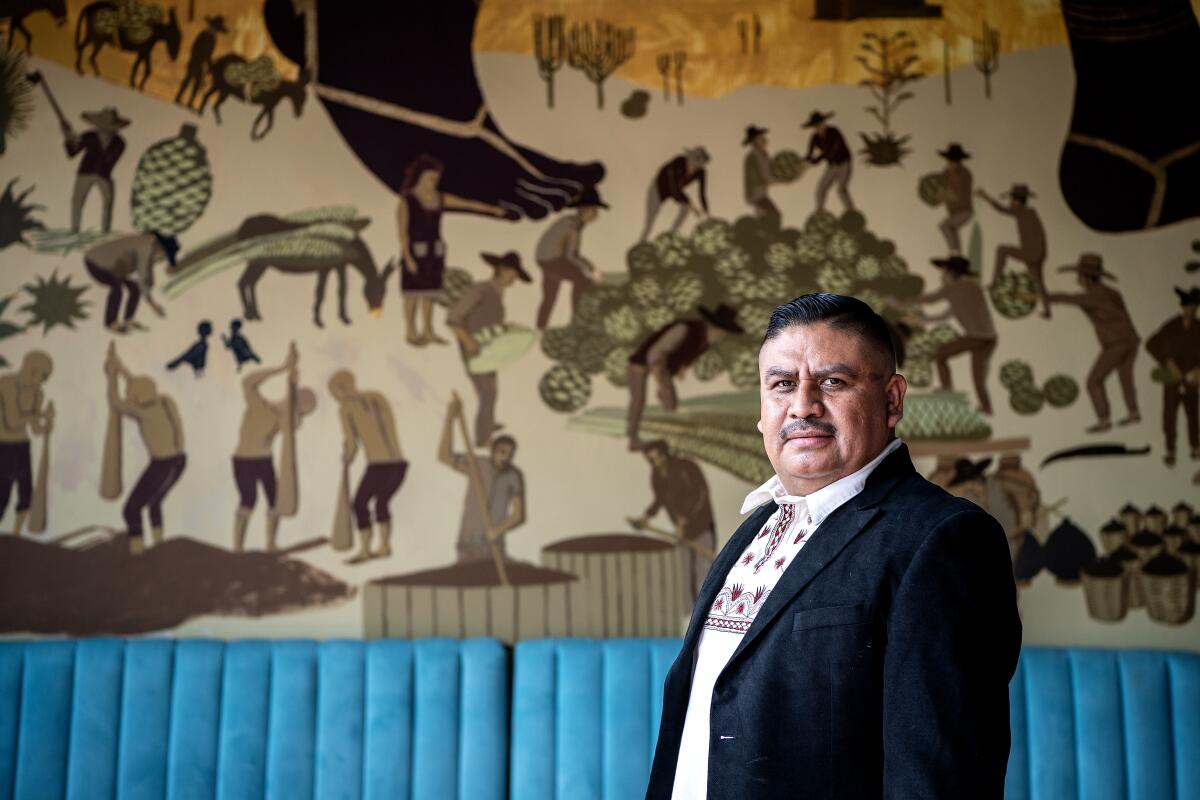Portrait of owner Ivan Vasquez at his restaurant Madre! in Los Angeles.