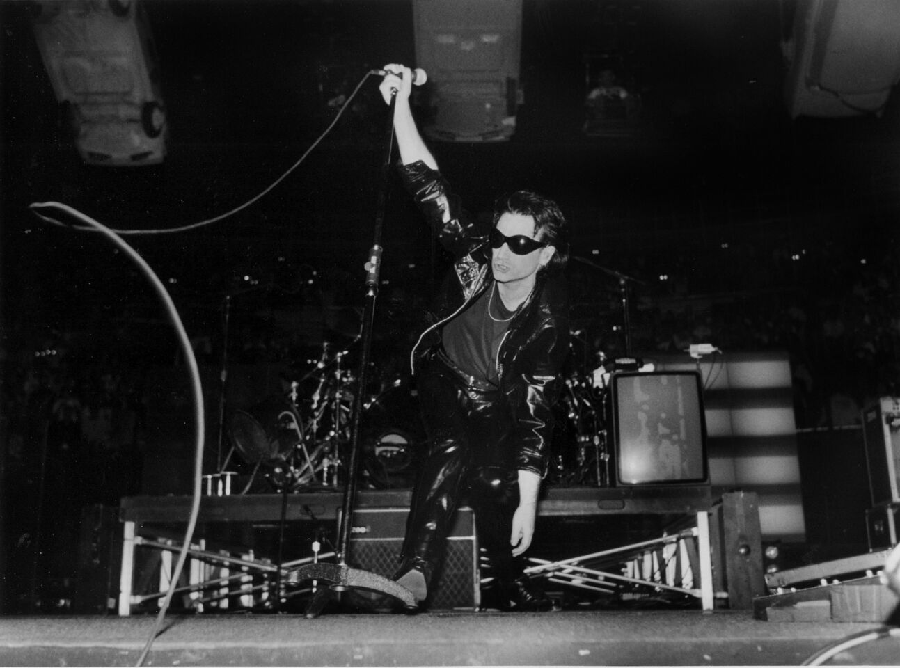 U2's Bono plays the L.A. Sports Arena on April 14, 1992.
