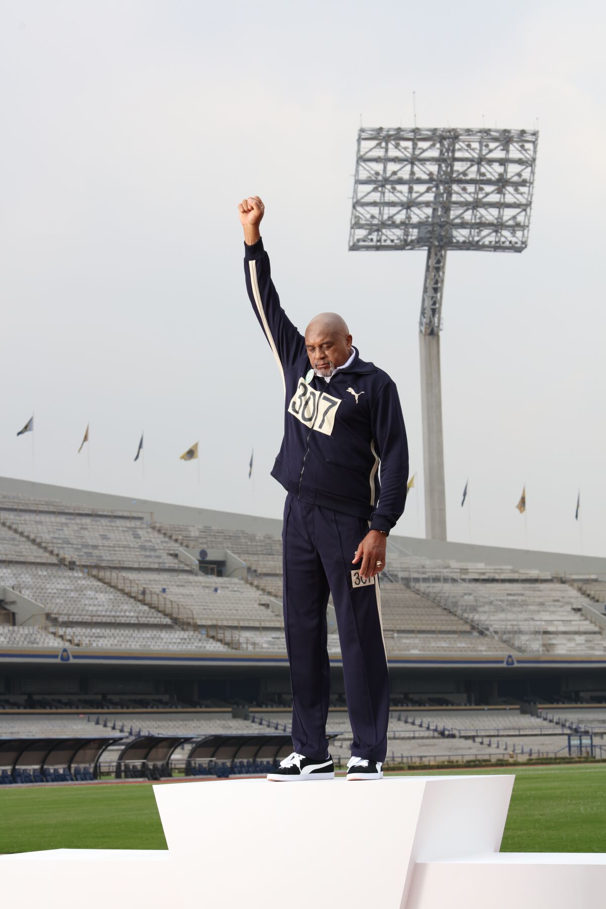 Olympic gold medalist Tommie Smith in the documentary "With Drawn Arms."