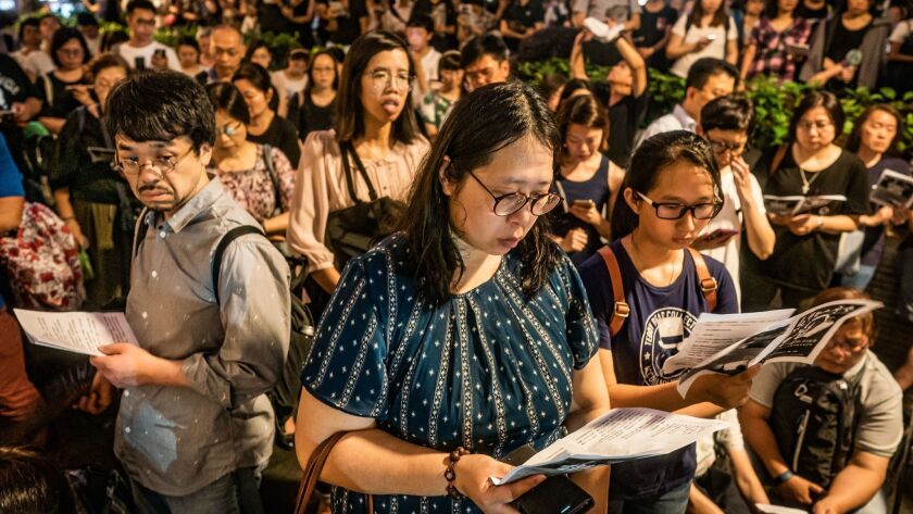 Hundreds of residents gather for a prayer meeting outside the Court of Final Appeal in Hong Kong on Wednesday.