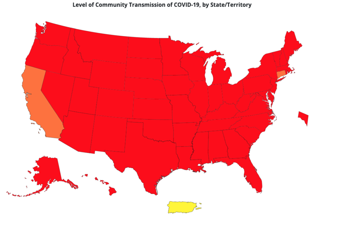 Level of community transmission of COVID-19, Oct. 5, 2021