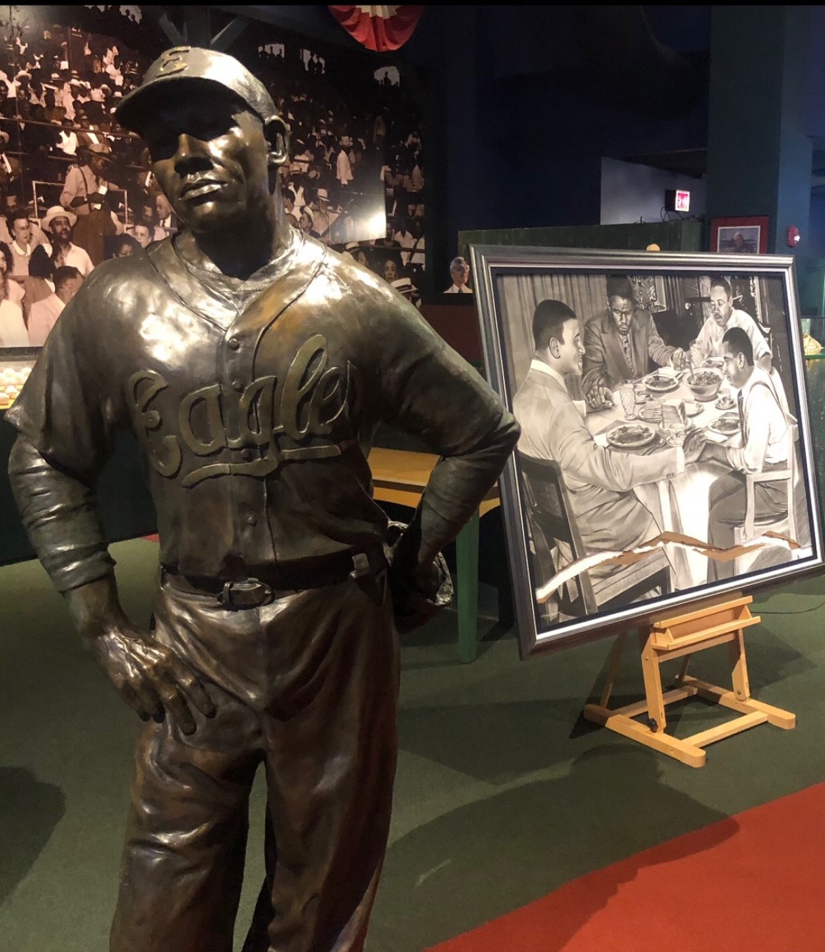 A statue on display at the Negro Leagues Baseball Museum in Kansas City.