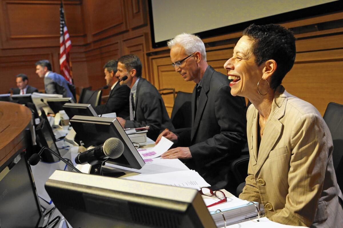 For years, Abbe Land, right, was the only woman on West Hollywood's City Council. She served five terms as mayor, spending 23 years in office altogether.