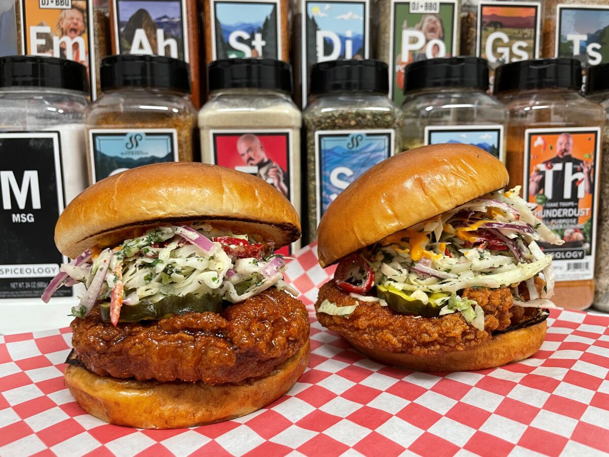 The Hot Hen, a spicy crispy fried chicken sandwich, is one of the offerings at Petco Park in 2022.