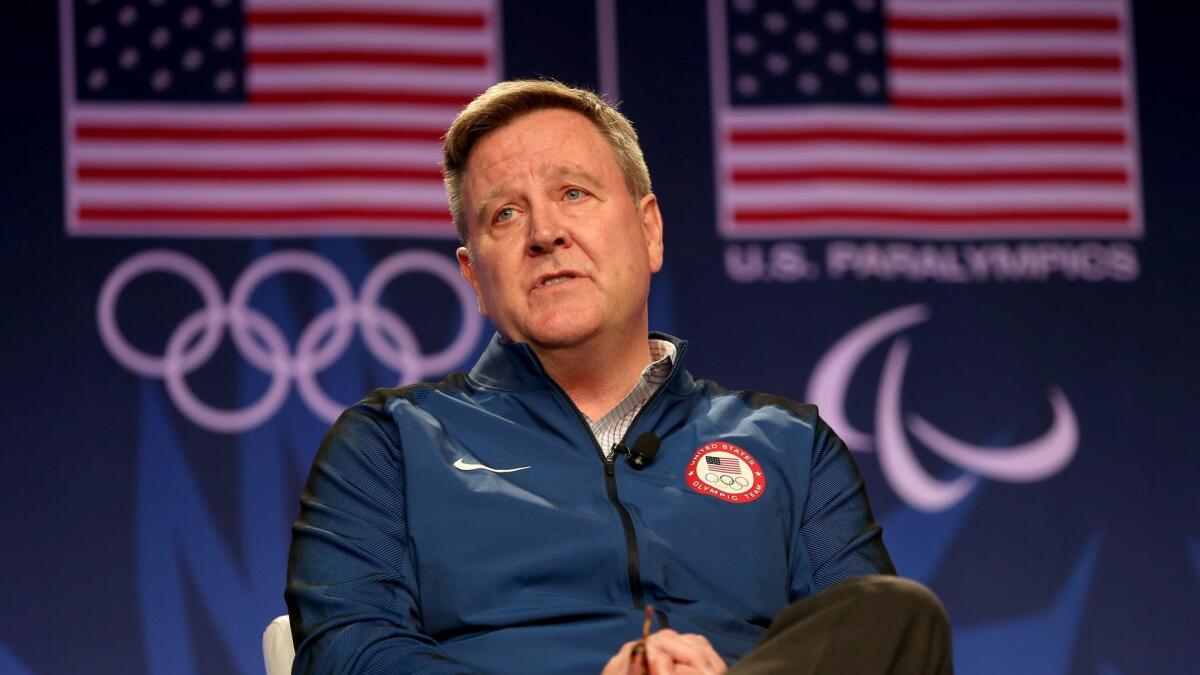 Former USOC executive Scott Blackmun made “materially false statements” before a Senate panel last summer, two senators said Friday.