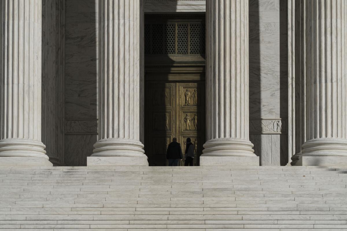 The front of the Supreme Court building in Washington 